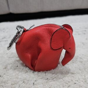 Loewe Red Leather Elephant Coin Case